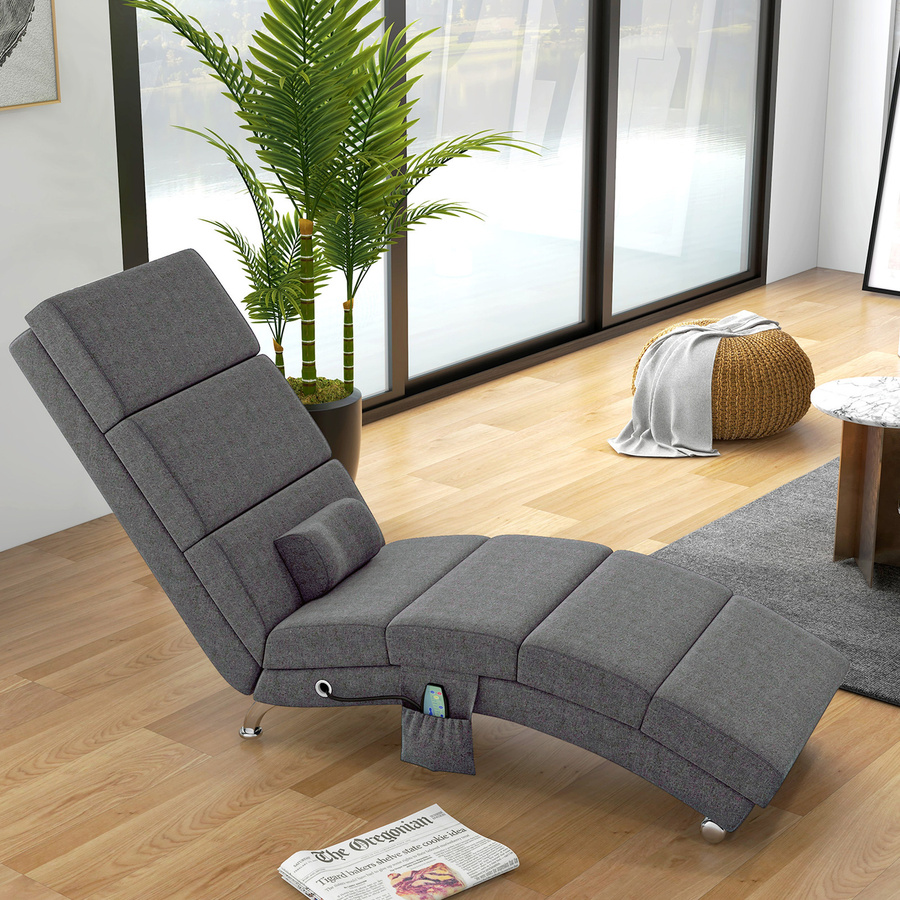 HOMCOM Elektrischer Massagesessel mit hoher Rückenlehne und Fernbedienung, Klappbarer Loungesessel als Fernsehsessel mit 5 Modi und Kissen, Dunkelgrau - Bild 2
