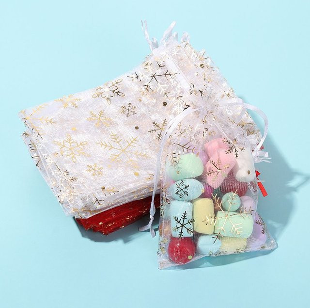 50 Stück Organza-Geschenkbeutel in Weiß für Schmuck und Süßigkeiten, verschiedene Größen: 7x9 cm, 9x12 cm, 10x15 cm und 13x18 cm - Bild 1