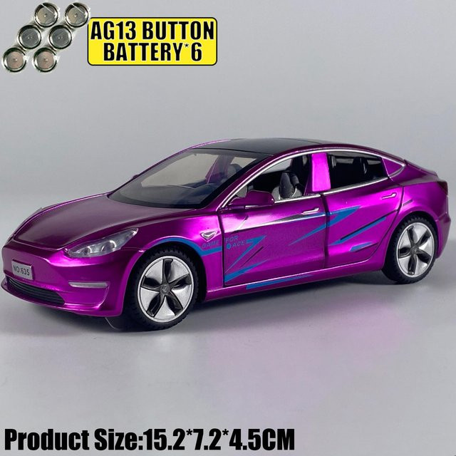 Linyi toy car Modell 3 Mittelklasse Luxuslimousine, Modellauto, 1:32, Metall, Lila, ab 18 Jahre - Bild 1