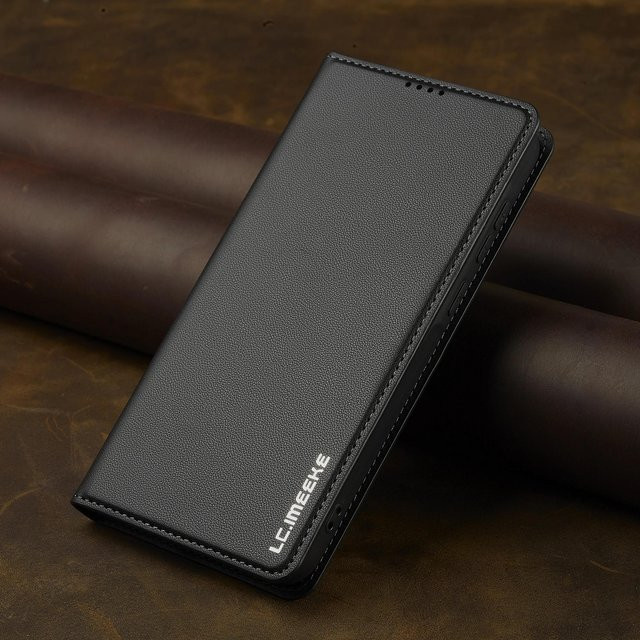 Ultradünne Flip-Lederhülle für Samsung Galaxy S24 S23 S22 S21 S20 Ultra Plus FE sowie A55 A54 A35 A34 A15 A14 5G in Schwarz - Bild 1