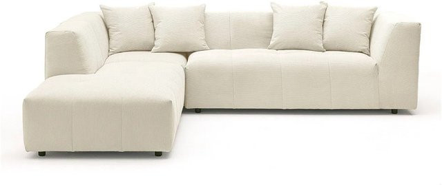 Vente-unique Sofa Naemia in Beige mit Feincord-Bezug und L-Form ohne Schlafmöglichkeit - Bild 1