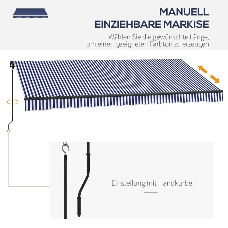 Outsunny Markise in Weiß B: 300 cm, H: 396 cm - Bild 3