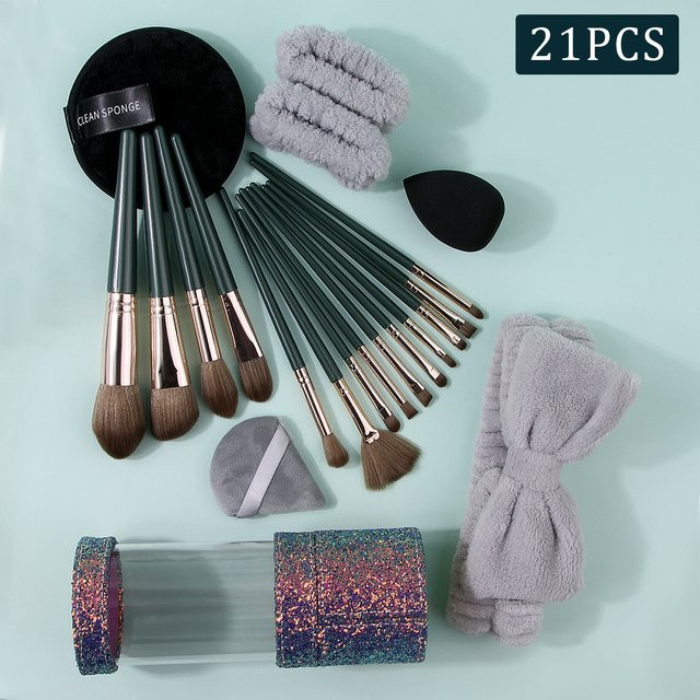 KOSSHOW Make-up-Pinsel-Set mit Haarband und Puderquasten, 21-teilig, Unisex - Bild 1