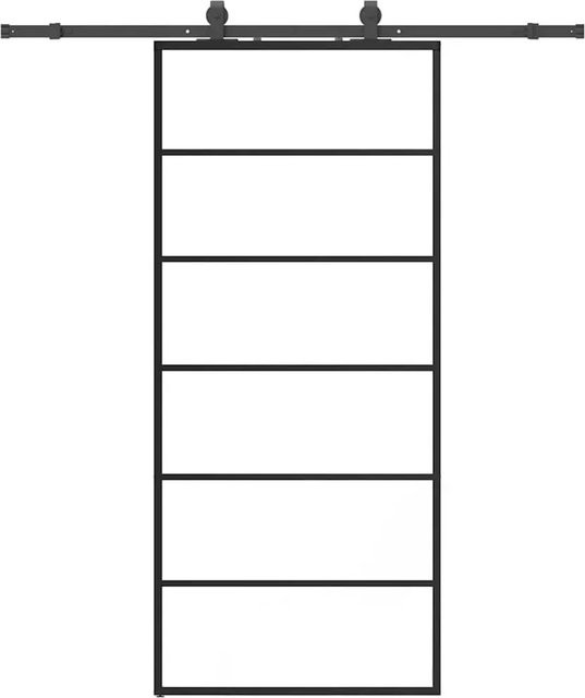 vidaXL Schiebetür aus ESG-Glas mit Beschlag in Schwarz, modern, B: 90 cm, H: 205 cm - Bild 1