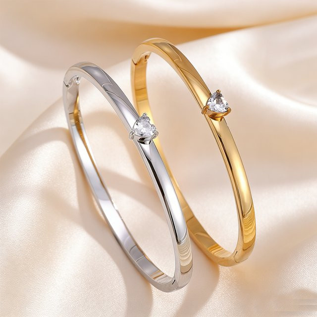 Yupsk Armreifen Edelstahl, Herz-Zirkonia, Bicolor, Damen - Bild 1