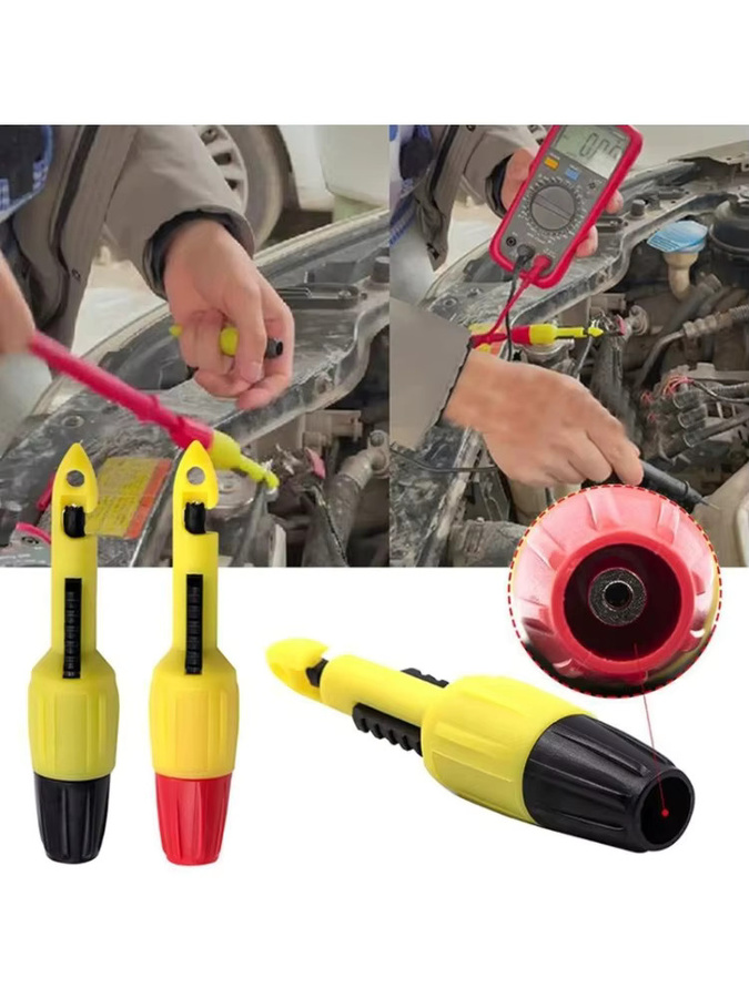 EQZ 2er-Set Isolierung Draht Piercing Punktion Sonde Test Haken Clip mit 2mm und 4mm Buchse in Gelb - Bild 4