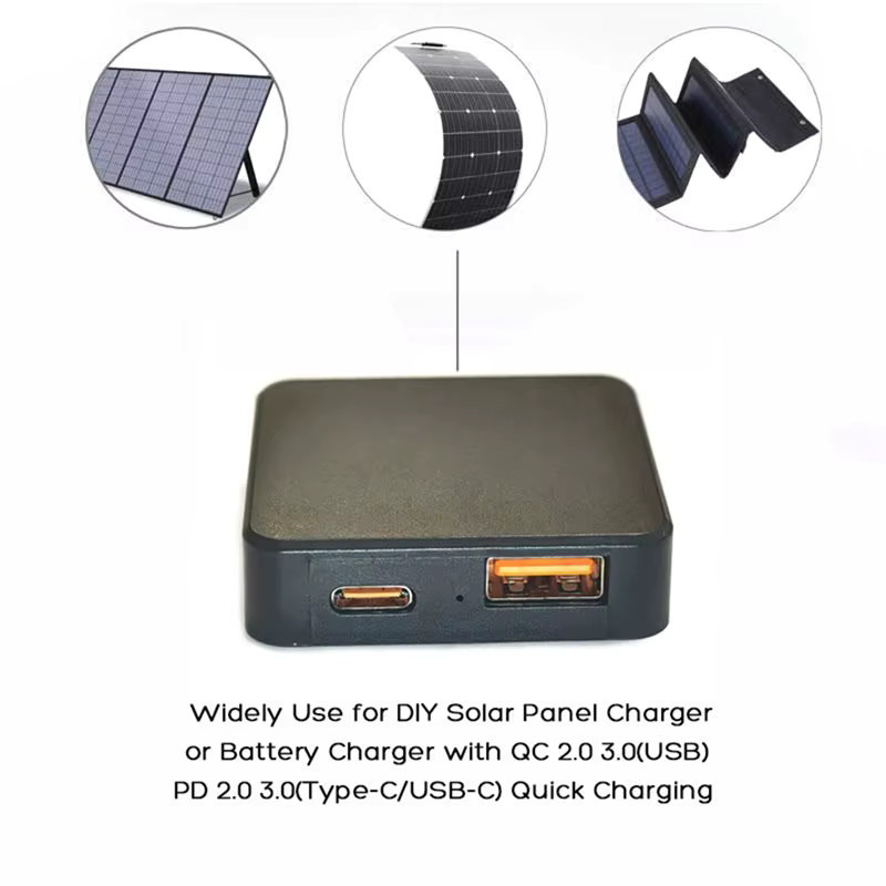 ABGH Solar-Controller mit USB-A und USB-C Anschlüssen, Spannungsstabilisator für Solarpanels mit QC/PD 2.0 3.0 Unterstützung, Schwarz - Bild 3