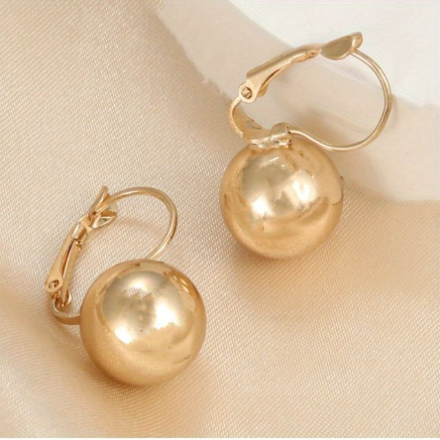 YoYo Ohrringe, Vintage, große runde Kugel-Anhänger, Gold, Damen - Bild 1