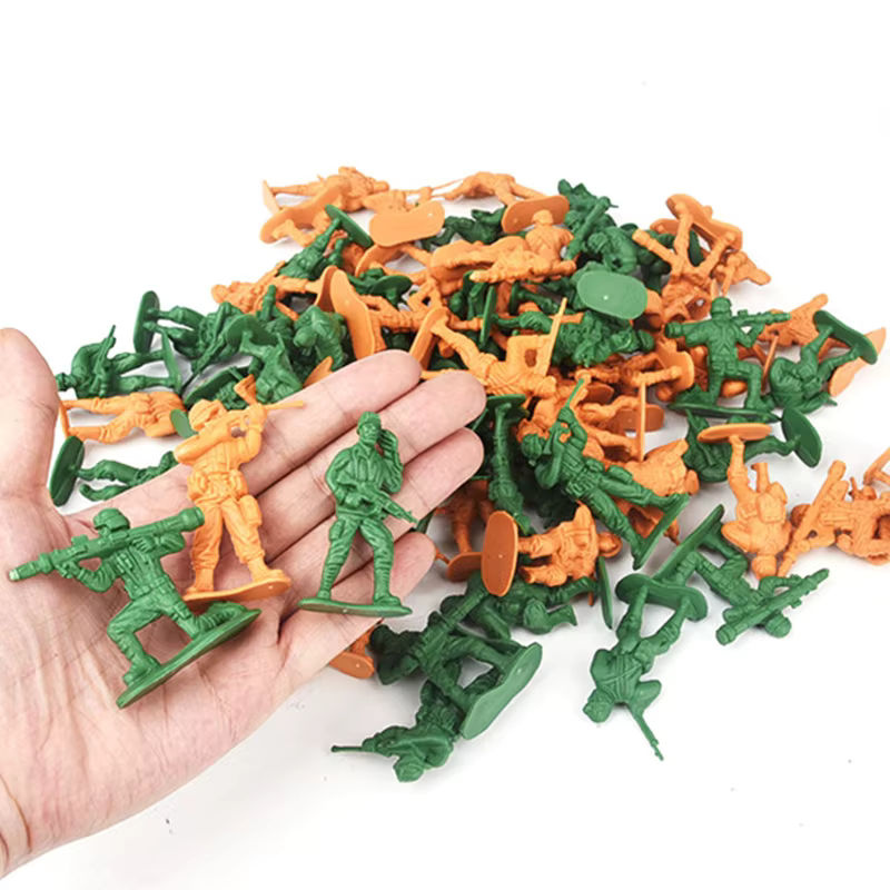 30er Set TMZ Soldaten Modell Figuren aus Kunststoff in Blau und Mehrfarbig, 5 cm Höhe - Bild 5