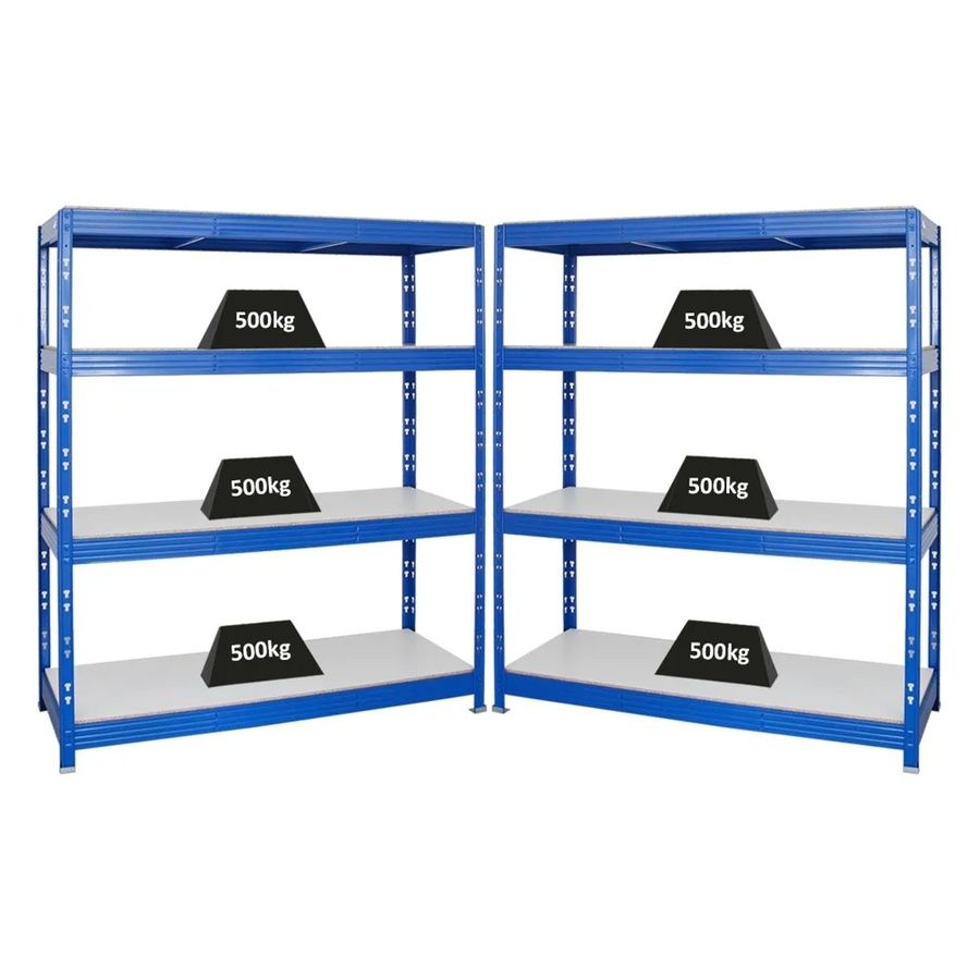 2er Set PROREGAL Rhino Profi Schwerlastregal Blau mit 4 Melamin-Ebenen, H x B x T: 180 x 160 x 60 cm - Bild 2