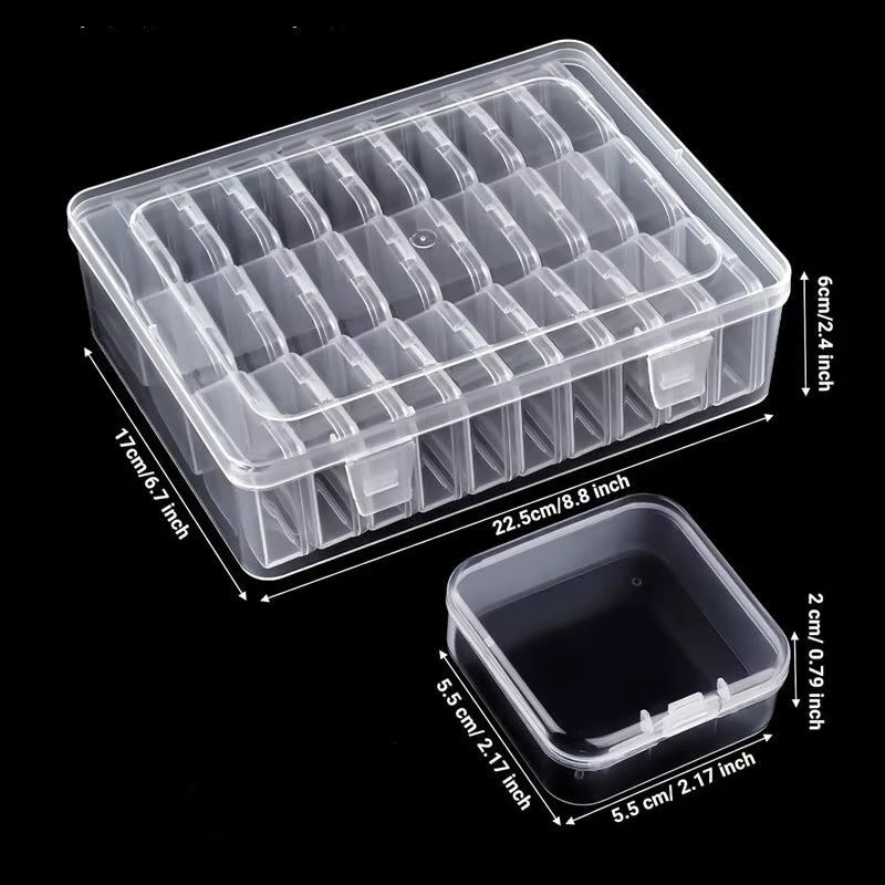 Eelhoe Mini-Schmuckbox mit 30 Fächern aus transparentem Kunststoff als Organizer für Perlen, Ringe und Bastelzubehör, B/T/H: 22,5 x 6,0 cm - Bild 5