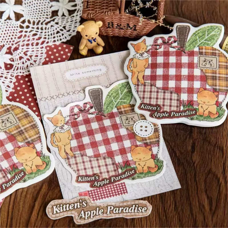 Kawai Stationery 30 Stück Retro Patchwork Notizblöcke mit Haftnotizen in Mehrfarbig für Schule und Büro - Bild 3