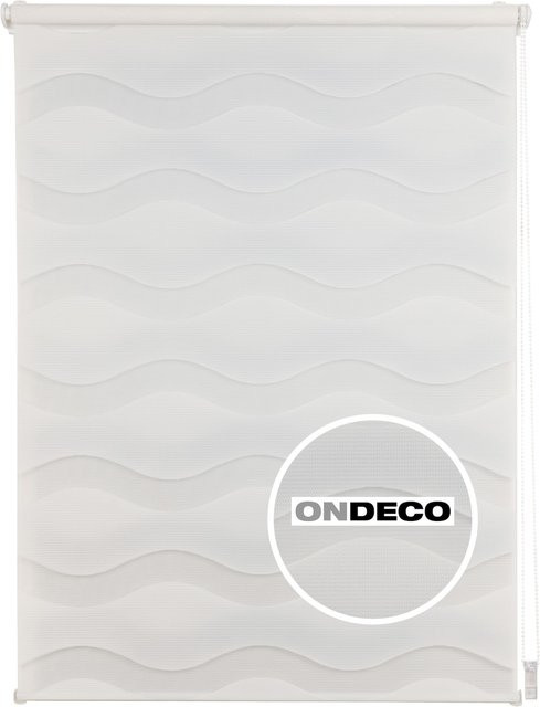 Ondeco Doppelrollo Wave Klemmfix mit Seitenzug, blickdicht, Weiß, Breite: 120 cm, Höhe: 160 cm - Bild 1