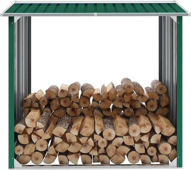 vidaXL Brennholzlager aus verzinktem Stahl in Grün, H x B x T: 172 x 91 x 145 cm - Bild 1