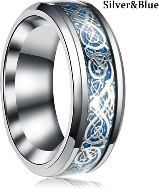 LZ-Fashion Drachenring Edelstahl, Silber, Herren - Bild 1