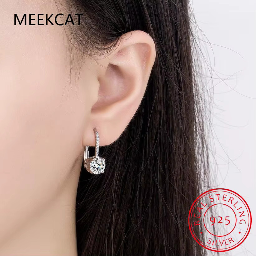 MEEKCAT Creolen 750 Gold, Moissanit, Brillant, 8mm, Damen - Bild 3