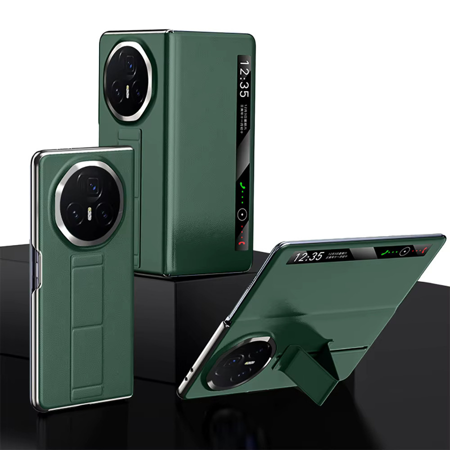 LANGSIDI Smart Flip Case für Honor Magic V3 V2 Vs2 aus echtem Rindsleder mit magnetischer Handgelenkschlaufe und Ständer in Grün - Bild 1