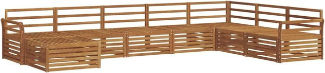 vidaXL Sofagarnitur 8-teilig aus Massivholz Akazie in Natur Braun im modernen L-Shape Design mit Latten-Design - Bild 1