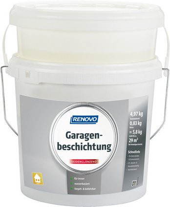 RENOVO Garagenbeschichtung wasserbasiert in Grau mit satin-glänzendem Finish - Bild 1