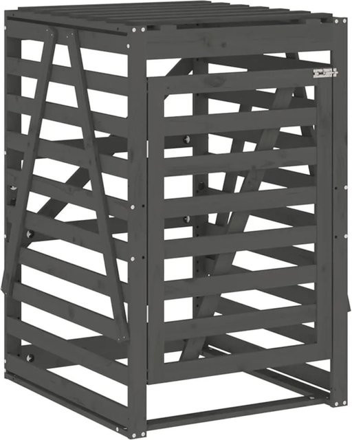 DELUKE Mülltonnenbox BOUMI aus Kiefernholz in Grau für 1 Tonne, B/T/H: 84 x 90 x 128,5 cm - Bild 1