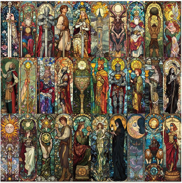30 Stück Buntglas-Tarot-Lesezeichen aus Papier in Multicolour für DIY-Projekte und Studenten - Bild 1