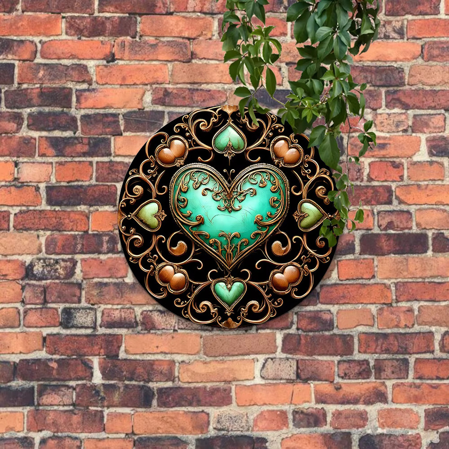 Potdemiel Vintage Love Heart Aluminium Wandkunst Herz Dekoration, B/H: 20,3 x 20,3 cm - Bild 3