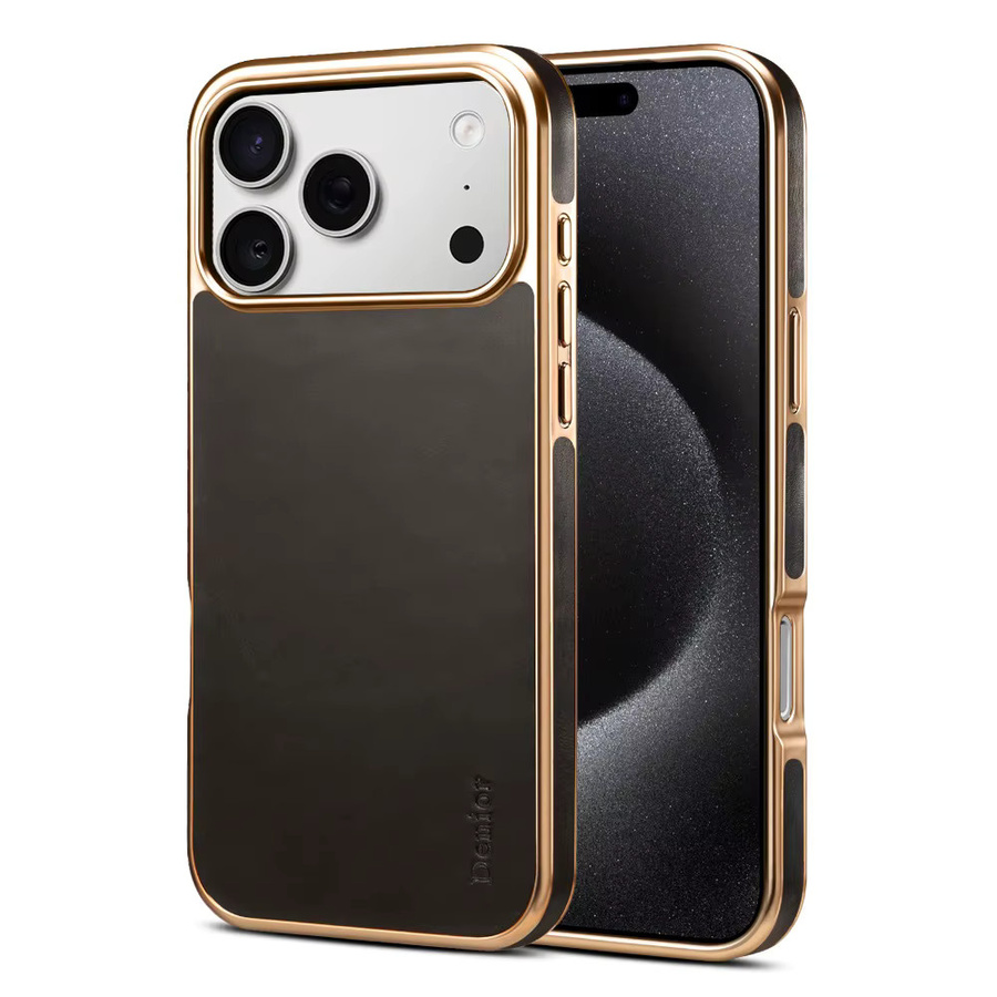 Apple Premium-Lederhülle für iPhone 17 16 15 14 13 Pro Max aus gewachstem Vollnarbenleder mit Metallrahmen in Schwarz - Bild 5