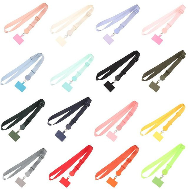 Universelles Handy Lanyard aus weichem Nylon mit verstellbarem Gurt und Patch für dein Telefon in Schwarz oder Multicolour - Bild 1