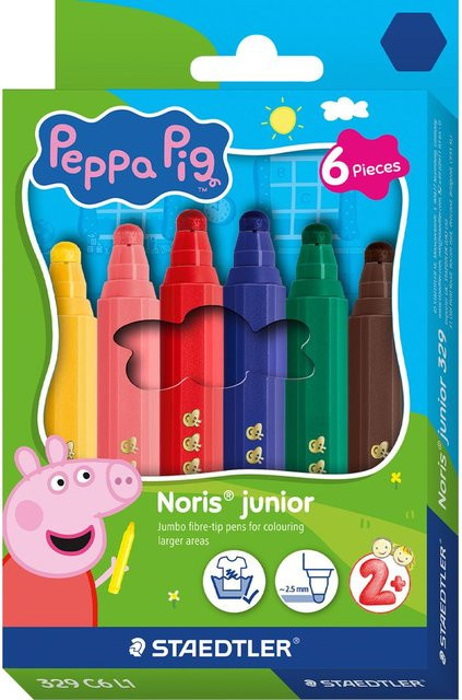 Noris junior Fasermaler Peppa Pig in Mehrfarbig mit 6 Farben - Bild 1