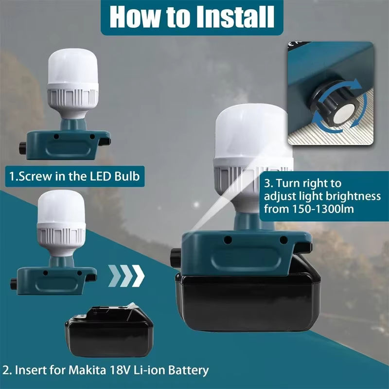 Makita kabellose LED-Flutlampe für 18 V Li-Ionen-Akkus, weiße Notfall- und Campinglampe für Innen- und Außenbereich mit kühlem weißem Licht - Bild 5