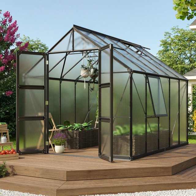 Vitavia Gewächshaus Olymp 8300 in Schwarz mit 4 mm Polycarbonat, B: 257 cm, T: 325 cm, H: 254 cm - Bild 1