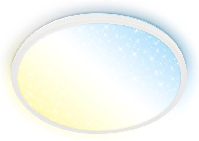 Brilo LED-Panel Slim Sternenhimmel, rund, Weiß, dimmbar mit Fernbedienung, Durchmesser: 37,5 cm, Höhe: 3,3 cm - Bild 1