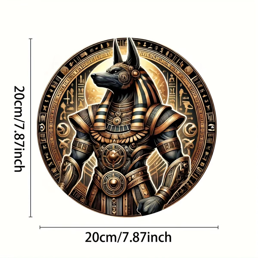 Potdemiel Wanddekoration Anubis Ägyptischer Gott aus Aluminium in Gold, wetterfeste Metall-Kunst für den Außenbereich - Bild 3
