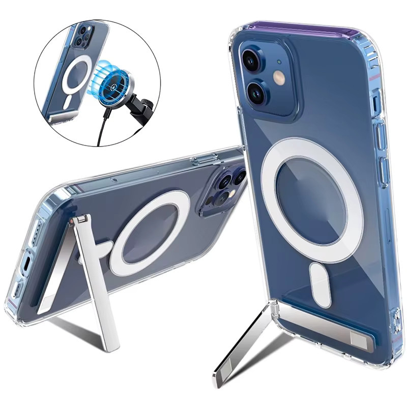 UYUXIO Handyhülle mit magnetischem Ständer für iPhone 15 Pro Max, 16, 17 Air, 14, 13, 12, 11 in Transparent - Bild 5
