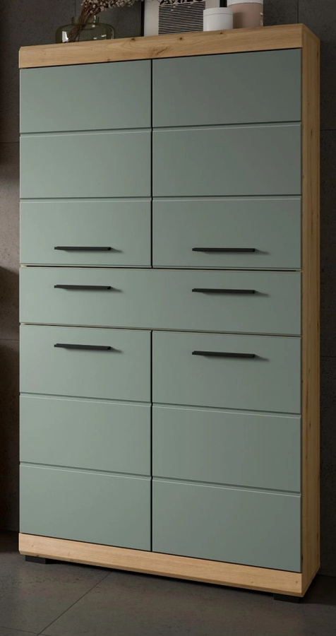 Inn.Furn Badezimmer Midischrank Shawn in Grün und Eiche, B/H: 74 x 141 cm - Bild 1