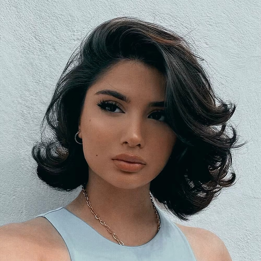 OYM HAIR Pixie-Schnitt-Perücke, gewellt, Echthaar, Damen - Bild 2