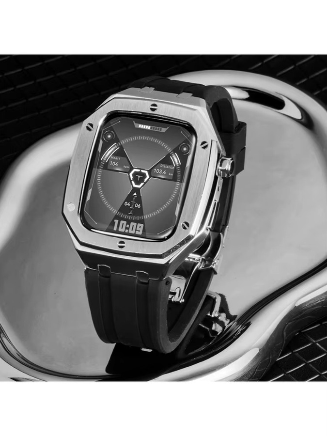 FancyWrist Uhrenarmband Metall-Lünettenrahmen, Edelstahl, Silber, 45 mm - Bild 4