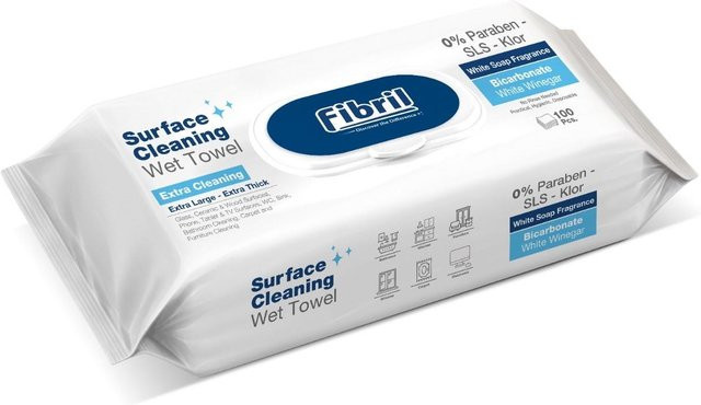 Fibril Feuchte Reinigungstücher XL Blau, 100 Stück - Bild 1