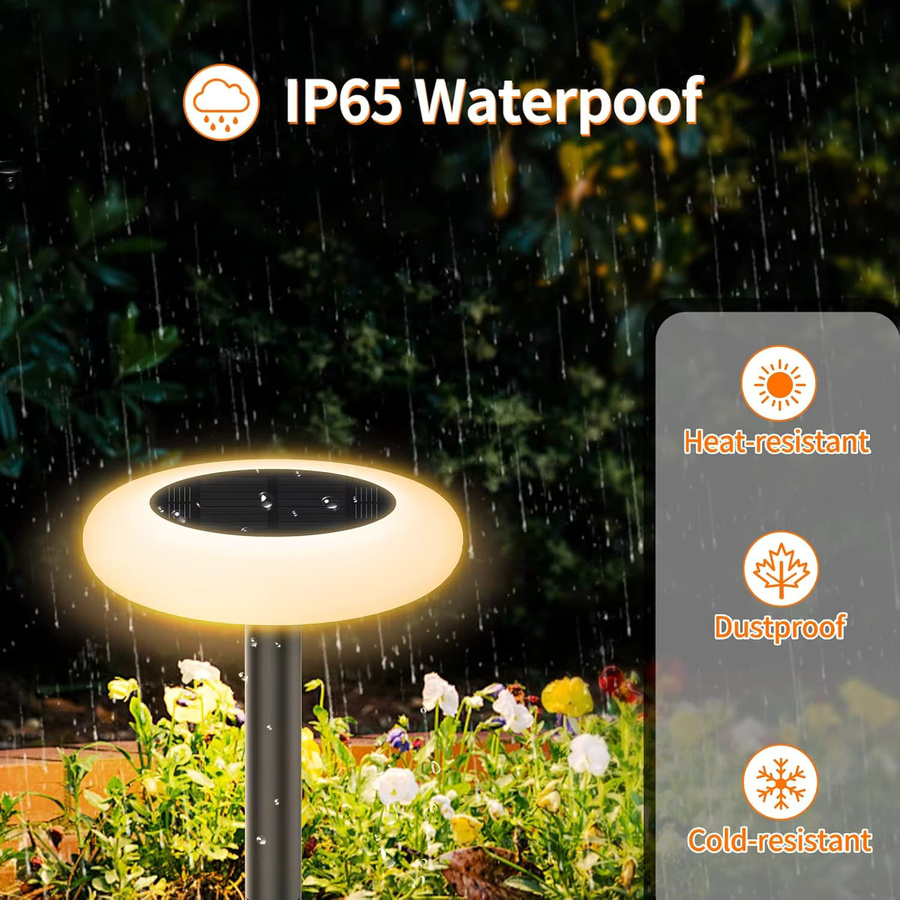 Intelamp Bunte Solarleuchten für den Außenbereich, Farbwechselnde RGB Gartenleuchten in Schwarz für Garten, Terrasse und Gehwege - Bild 4