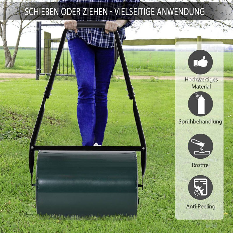 Outsunny Rasenwalze aus Metall in Grün mit U-Griff, B/H/L: 102 x 30 x 50 cm, 40l Wasser- oder Sandfüllung - Bild 5
