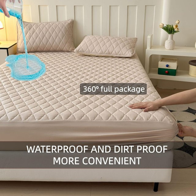 Wasserdichter und antibakterieller gesteppter Matratzenschoner Chose One in Beige, B/H: 46 x 72 cm - Bild 1