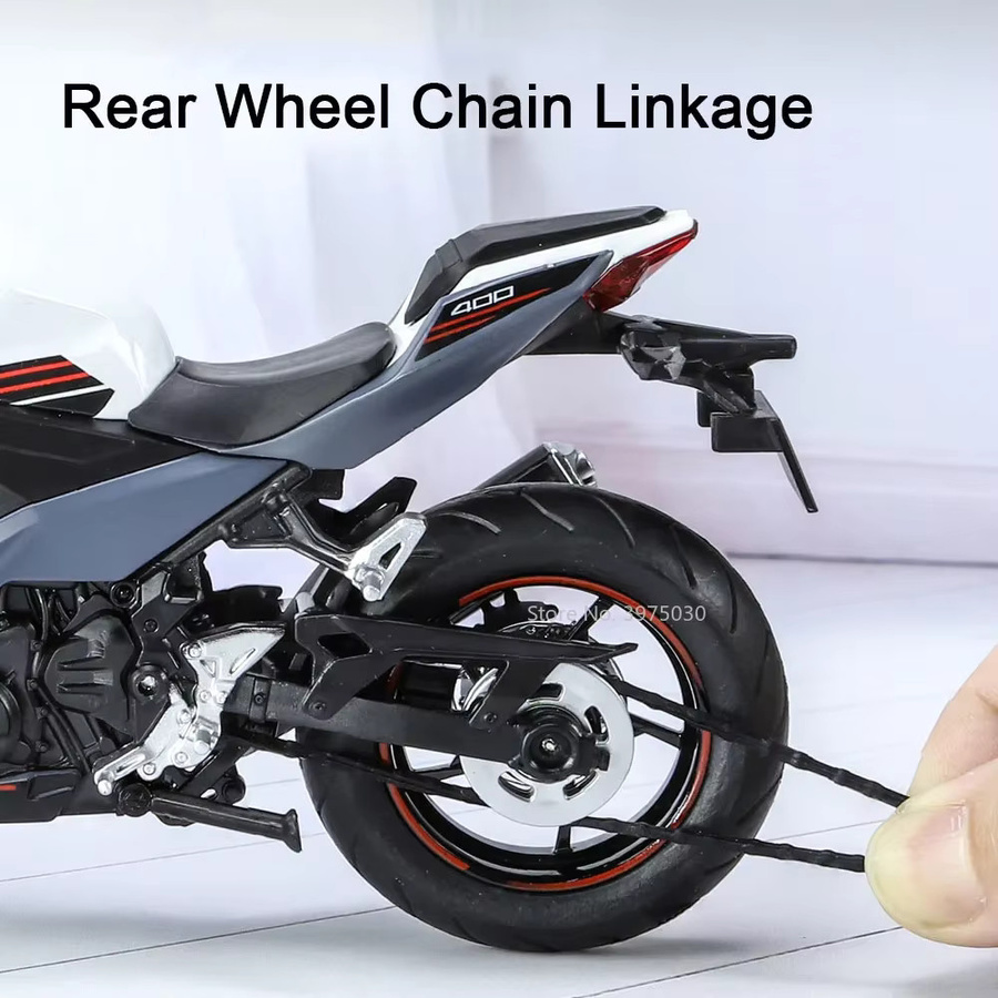 MAKEDA Ninja 400 Metalldruckguss-Motorrad, 1:12, mit Ton und Licht, grün - Bild 3