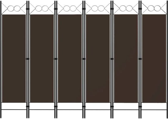 vidaXL Raumteiler 6-teilig in Braun mit geometrischem Design, B/H: 240 x 180 cm - Bild 1