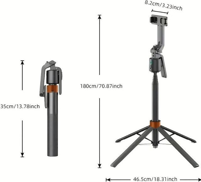 QAML Q13 Selfie-Stick-Stativ aus Aluminiumlegierung mit 360° Gesichtserkennung Follow-Modus und Bluetooth in Schwarz - Bild 1
