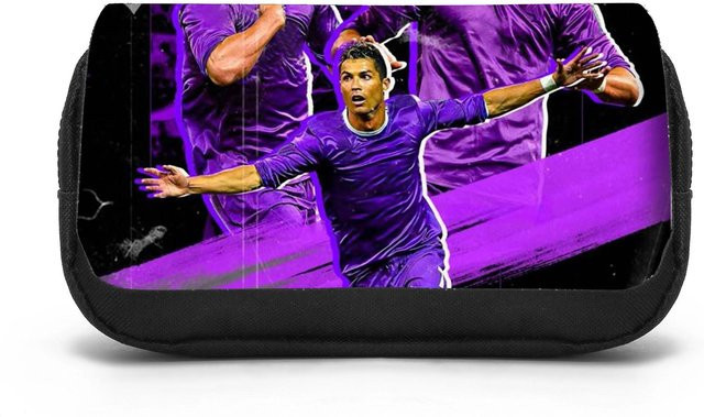CR Doppelschichtiges Federmäppchen Ronaldo für Schüler in Lila mit großem Fassungsvermögen - Bild 1
