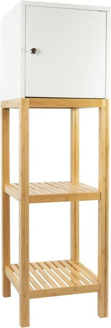 Osoltus Badschrank Kobe aus Bambus und MDF in Weiß, Breite: 114 cm - Bild 1