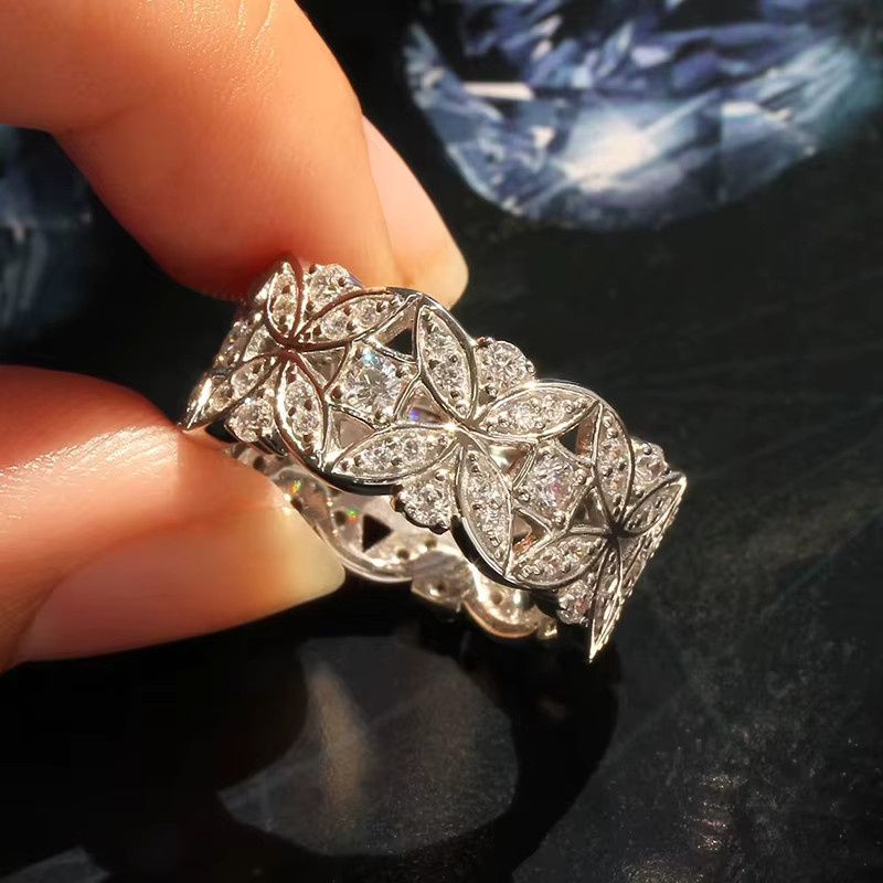 Huitan Ring, Silber, Blume, Zirkonia, Damen - Bild 2