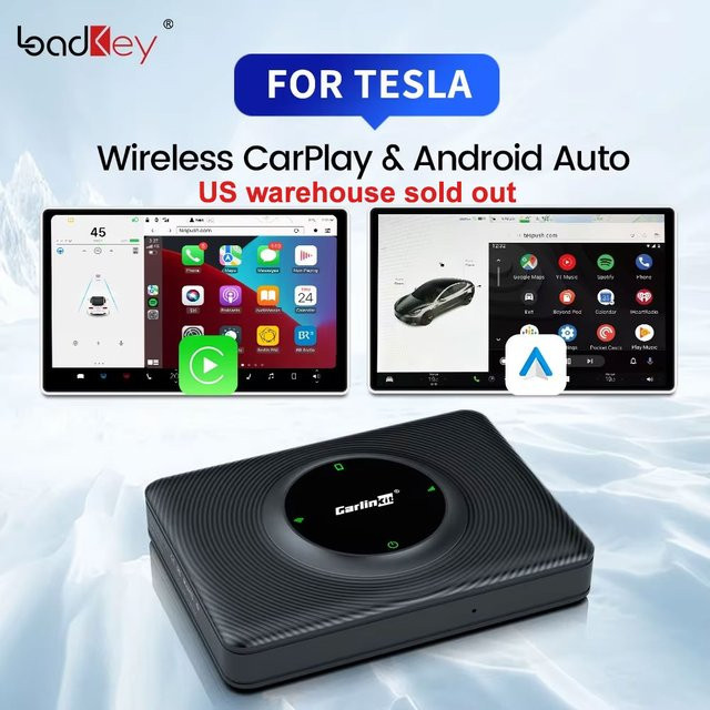 CarlinKit T2C Kabelloser CarPlay und Android Auto Adapter für Tesla Model 3 Model X Model Y Model S, Schwarz, 2,4G+5G WLAN Unterstützung - Bild 1
