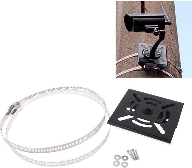 HUXUAN Universal Joint Pole Column Mount Holder Set in Schwarz für Camcorder und Überwachungskameras - Bild 1
