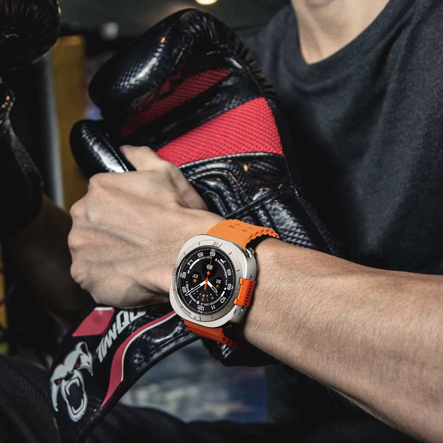 CAOWTAN Uhrenzubehör Metallgehäuse für Samsung Galaxy Watch Ultra, 47mm, Edelstahl, Black Orange, Unisex - Bild 6